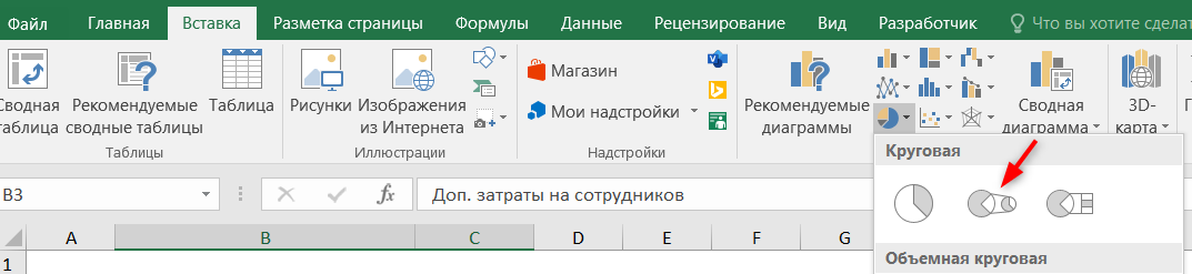 Круговая диаграмма в Excel