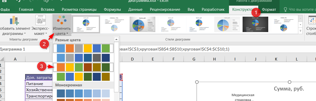 Круговая диаграмма в Excel