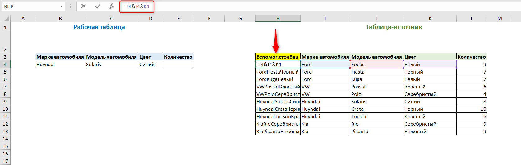 функция впр в excel с несколькими условиями 