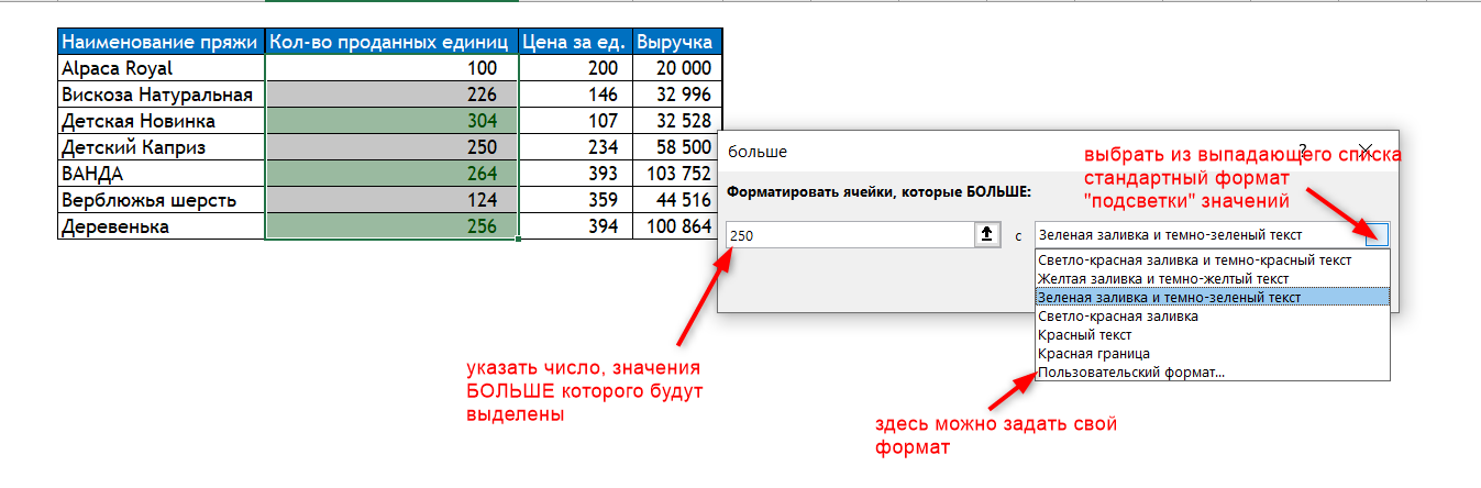 как сделать условное форматирование в excel